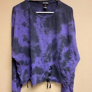 Purple and black tie-dye long sleeve top